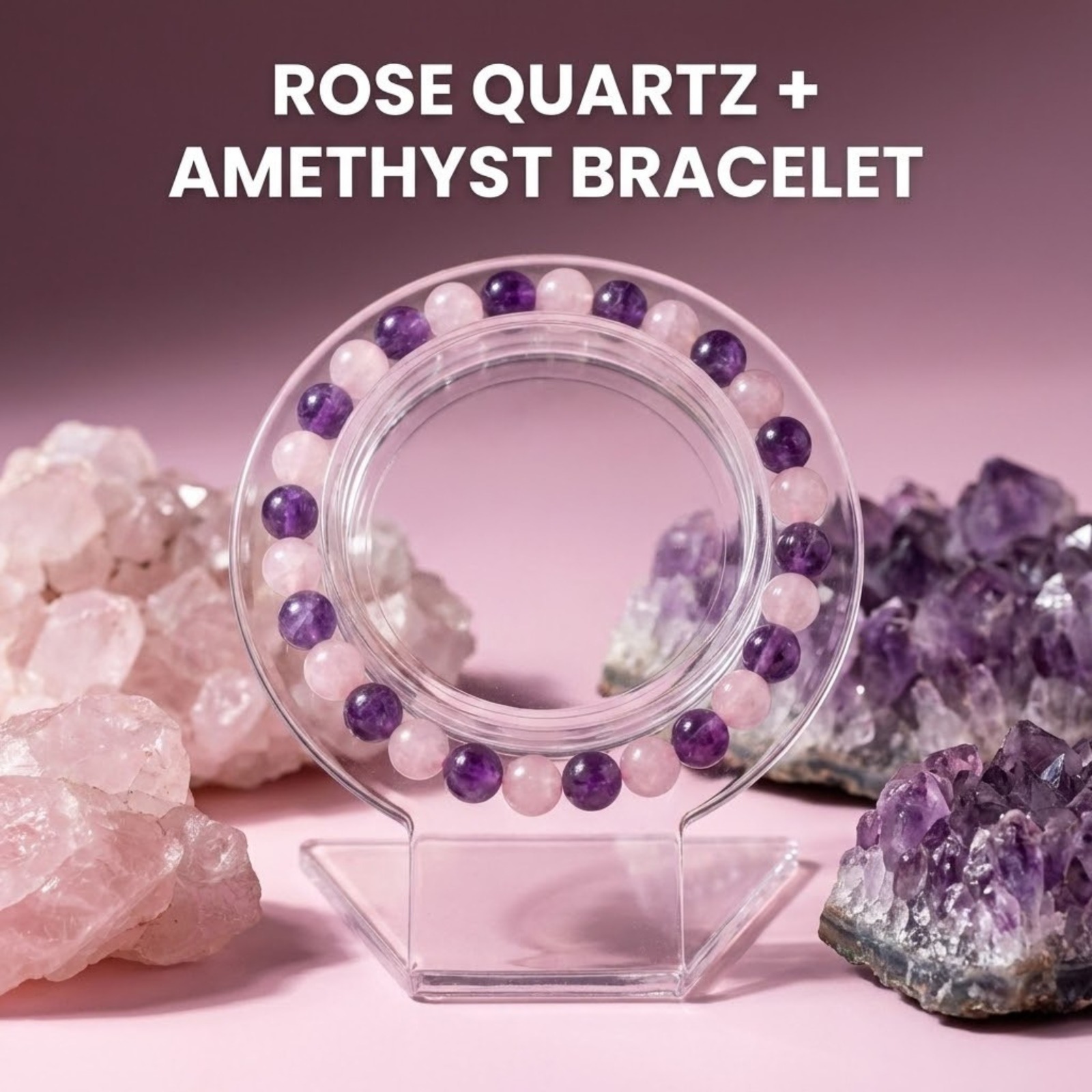 Rose quartz + Amethyst Bracelet 